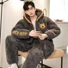 Men's Sleepwear Men Pajama Winter Warm Nightwear Wleepwear For Cotton Large Size Matching Sets Two Piece Home Clothes Underwear