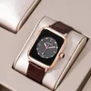 Fashionabla kvinnokvadrat Glow Quartz Belt Watch Women's Watch