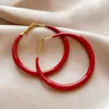 Hoop Earrings 5cm Red For Female Creative Simple Temperament Big Round Circle Earings