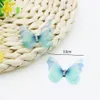 100PCS Gradient Color Organza Fabric Butterfly Appliques Translucent Chiffon Butterfly for Party Decor Doll Embellishment 201203266o