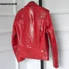 Мужская кожаная куртка Mauroicardi из искусственной кожи с красным узором, байкерская куртка с длинным рукавом на молнии, большие размеры, дизайнерская мужская одежда 4xl 5xl 231211