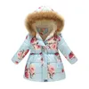 Cardigan engrossar inverno meninas jaquetas moda impressa com capuz outerwear para crianças mais veludo quente crianças casacos presente de natal 231212