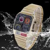 Relojes de pulsera Reloj deportivo para hombre Moda Casual Cuarzo Cronógrafo digital Luz trasera Reloj masculino impermeable