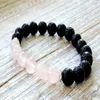 Браслет для йоги из розового кварца и лавы, целебные кристаллы, наручные бусины, ювелирные изделия из чакры, женский браслет для йоги из натурального камня243i