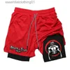 Mäns shorts 2-i-1 stretchkomprimeringshorts för män anime snabb torr atletiska gym shorts fitness träning löpning l231212