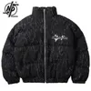 Herren Daunenparkas Hip Hop Winterjacke Männer Streetwear Harajuku Crease Design Stickerei Dicke warme Mäntel Tie Dye Schwarz Lose lässig 231212