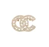Famoso designer di marca Moda doppia lettera oro argento multicolore perni di perle spille donne spilla con strass vestito pin moda Sc3673065