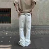 Mäns jeans män y2k kläder vita tryckta flares byxor denim byxor streetwear blossade baggy jeans hip hop mager jeans byxor för män q231213