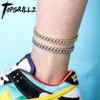 Ankiety TOPGRILLZ 9 mm Anklet Charm Cuban Sain Kolor Złota Kolor Kolor Zatrukany z cyrkonu z cyrkonią Biżuterię modną 231211