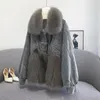 Fourrure femme Casaco Feminina Frio hiver Denim Parka 2023 jeunes filles à manches longues fausse veste réel manteau pour les femmes