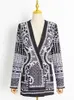 Womens Suits Blazers CINVIK est Luxurious Metallic Beaded Long Blazer Stylish Designer Jacket Vneck Sleeve Suit 231212