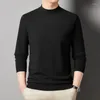 Camisas masculinas primavera outono cor sólida malha camisola meia gola solta ajuste minimalista camisa básica elegante e simplificado urbano