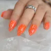 False Nails Holo Laser Silver Glitter Orange Neon Color Fake Stiletto Press On Full Cover Finger Daily Wear 24st UV Nail Tips