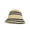 Berets Woven Stroh Hut Frauen Sommer Streifen Sonnenschirm Eimer Mode Sonnencreme Faltbare UV Schutz Papier Panama