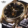 2022 Nouveau Top Luxe WINNER Marque Hommes Montre Automatique Auto-Vent Squelette Montre Noir Or Diamant Cadran Hommes Affaires Montres-bracelets290I