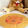 Carpets Nordic Cartoon Round Carpet Lion Printed Thickened Anti-fall Mat Bedroom Bedside Children Game Crawling Play Area Rug