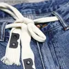 Męskie dżinsy 2023 Wiosna jesień Nowe sznurki dżinsy męskie koreańsko -mody szczupłe zwężające się harem