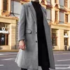 Men's Wool Blends Men's Wool Blends S-3XL Winter Men Coats Woolen Solid Long Sleeve Jackets Fleece Men Overcoats Streetwear Fashion Long Trench Outerwear 231212