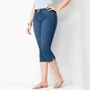 Jeans pour femmes femmes décontracté capris culottes extensible bermudas denim pantalon côté fendu noir blanc mollet longueur pantalon