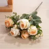 装飾的な花30cm秋の人工花白バラシルクブーケの牡丹花瓶Diy花嫁ウェディングホームルームクリスマス装飾偽物