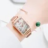 Zegarki na rękę zegarek na rękę Zestaw prostokąta Elegancka kobieca bransoletka Mesh Gradient Gradient prezent Zegarek Damski Watch253k