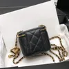10Aオリジナル最高品質1to1ゴールデンビーズバッグ女性化粧品バッグ22b 11cm本物のレザーチェーンバッグボックスAP1447財布