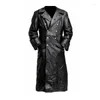 Men's Trench Coats Winter Oversized Long Leather Windbreaker Double Breasted Coat COS German Military