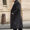 Men's Wool Blends Men's Wool Blends S-3XL Winter Men Coats Woolen Solid Long Sleeve Jackets Fleece Men Overcoats Streetwear Fashion Long Trench Outerwear 231212