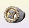 Full kopparförändrad ring Glänsande Micro Cubic Zirconia Jesus möter verklig guldpläterad punkfingersmycken för Men039S Hip Hop Rin2657760763