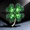 Pins Brooches CINDY XIANG Rhinestone Clover Brooches For Women Green And Red Color Pin Peace And Health Plant Jewelry 231211