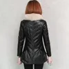 Women's Leather Winter Haining PU Women Short Imitation Fur Collar Warm Cottonpadded Clothes Slim Coat Tid