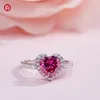 GIGAJEWE Moissanite ring hart gesneden 2,0 mm roze kleur VVS1 ronde geslepen 925 zilveren diamanten test geslaagd vrouw meisje cadeau GMSR-001