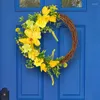 装飾的な花人工手作りのリースデッドブランチ黄色い花の玄関の玄関装飾季節の多くの部屋