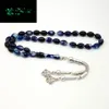 Blue Luminous Tasbih Muslim resin Rosary Everything is new misbaha Eid Ramadan Gift islamic masbaha 33 prayer beads bracelet Y2007269O