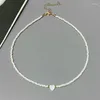 Choker Fashion Necklace For Girl Women White Color Nature Shell Love Heart Short Gift Friend Spring