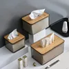 Toilet Paper Holders Nordic Minimalist Wooden Tissue Box Cover Holder Organizer Modern Desktop Transparent Rectangular Bamboo Dispenser 231212