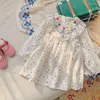 Girl Dresses South Korea Children's Clothing Color Wave Dot Embroidery Girls Dress 2023 Autumn Ruffled Long Sleeve Skirt