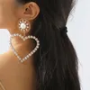 Boucles d'oreilles pendantes en strass ajouré, mode exagérée, cœur d'amour personnalisé pour femmes, grand pendentif, bijoux, vente en gros