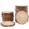 Décorations de Noël tranches de bois naturel 30pcs 3 5-4 0 pouces Cercles rondes Disques de bûche d'écorce d'arbre inachevé pour les ornements d'artisanat D2204