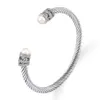 Gorąca sprzedaż 925 Srebrna projektant DY pokręcona bransoletka dla kobiet mężczyzn Para Otwarcie bransoletki Pearl Bransoletka Wysokiej jakości popularna imprezowa biżuteria z pudełkiem