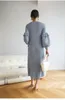 Casual Dresses Miyake Folds 2024 Spring French Lantern Sleeve Dress Solid Color Pendder Liten doft