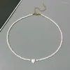 Choker Fashion Necklace For Girl Women White Color Nature Shell Love Heart Short Gift Friend Spring