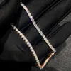 Kadınlar için Kibo Takı Buzlu 925 STRING Gümüş Moissanit Pırlanta Tenis Zinciri Kolye