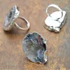 Bagues de cluster 5pcs RM1680 Bijoux de cuivre réglables Argent Plaqué Agate Geode Bague de forme libre