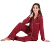 Sexig pyjamasfjäderhöst långärmad byxor Pyjamas Set 2 stycken Modal Pyjamas Suit Loose Solid Nightdress Casual Homewear 231211