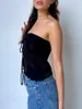 Women's Tanks Women Strapless Crop Tube Top Sexy Sleeveless Off Shoulder Tie Up Bandeau Tops Y2K Backless Vest Summer Going Out