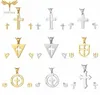 Ensembles de bijoux de croix rétro pour femmes et hommes, ras du cou, bijoux de Religion chrétienne de jésus, pendentif en acier inoxydable, colliers et boucles d'oreilles Set247w8632258