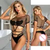 Vrouwen visnet bodysuit sexy transparante bodystocking lingerie kleding dame erotische mesh uitgehold bodystocking nachtkleding sexy