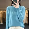 Women's Sweaters Autumn And Winter Wool Cashmere Sweater Semi-turtle Neck Knitted Pullover Long Sleeve Casual Solid Color Top