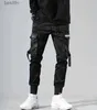 Men's Pants Streetwear 2023 Spring Casual Men's Pants Cotton Ribbons Cargo Pants Harajuku Fashion Slim Fit Black Joggers MenL231212